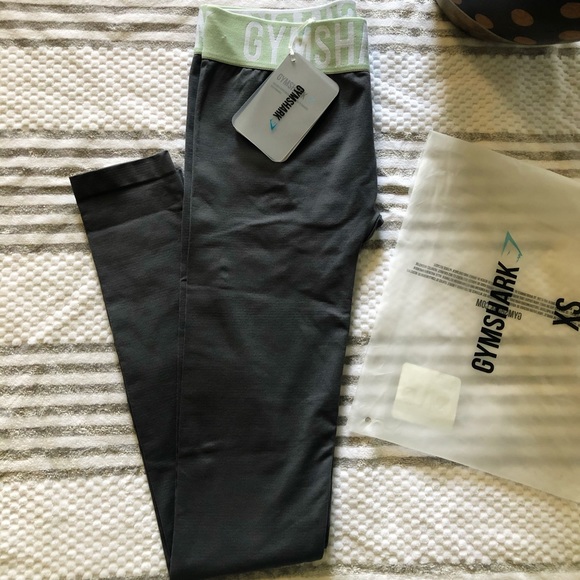 Gymshark Pants - Gymshark Fit Leggings— Grey/Light Green